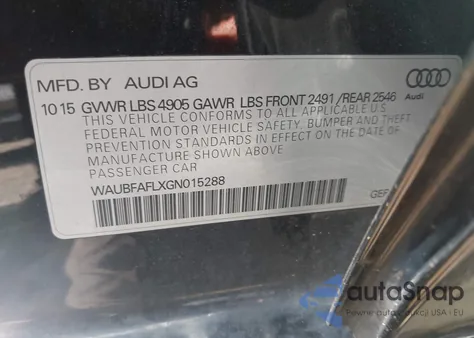 2016 Audi A4 2.0T Premium из США, поврежденный, VIN WAUBFAFLXGN015288